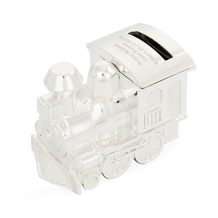 Engraved Silver Plated Train Money Box