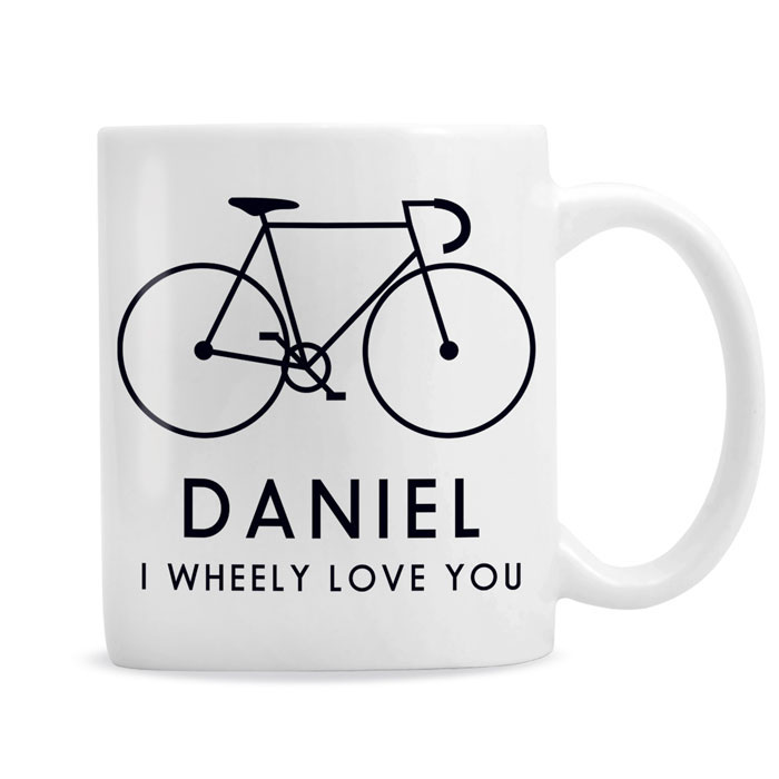 Personalised I Wheely Love You Male Bike Balmoral Mug