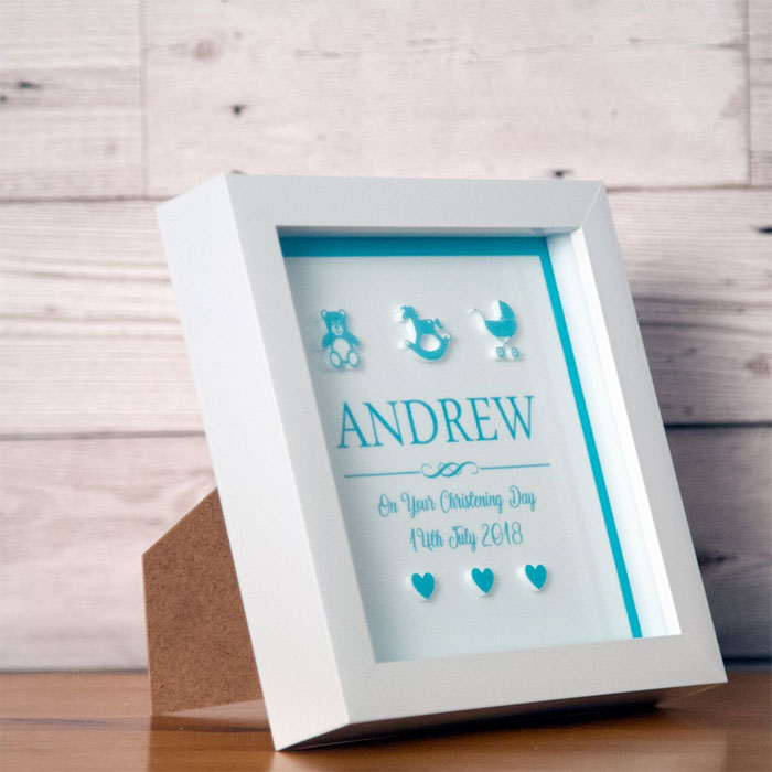3D Personalised Box Frame for a Baby Boy