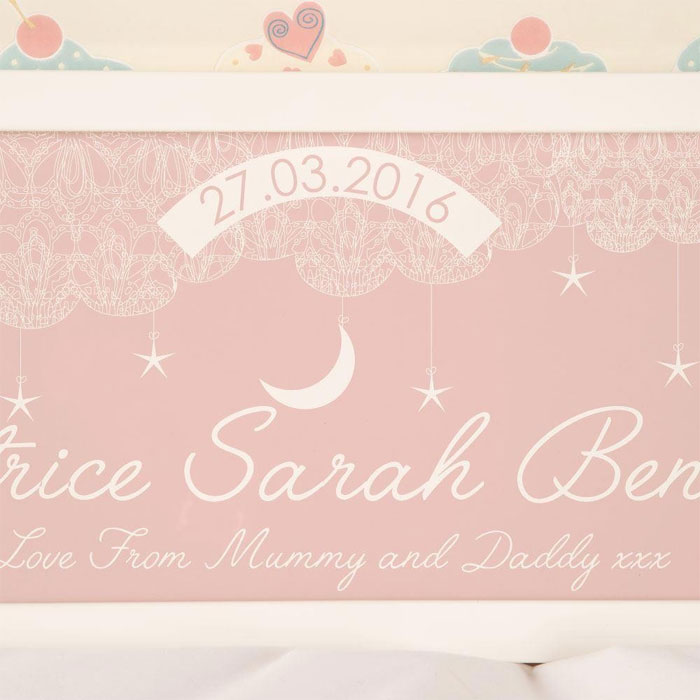 Personalised Baby Pink Starry Sky Framed Name Print
