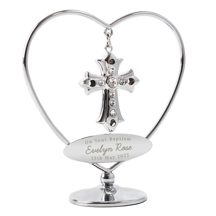 Personalised Silver Plated Crystocraft Cross Ornament