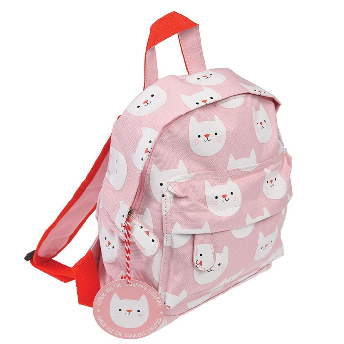 Personalised Girls Pink Cat Backpack School Nursery Bag