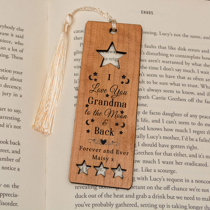 Personalised Wooden Bookmark To The Moon and Back