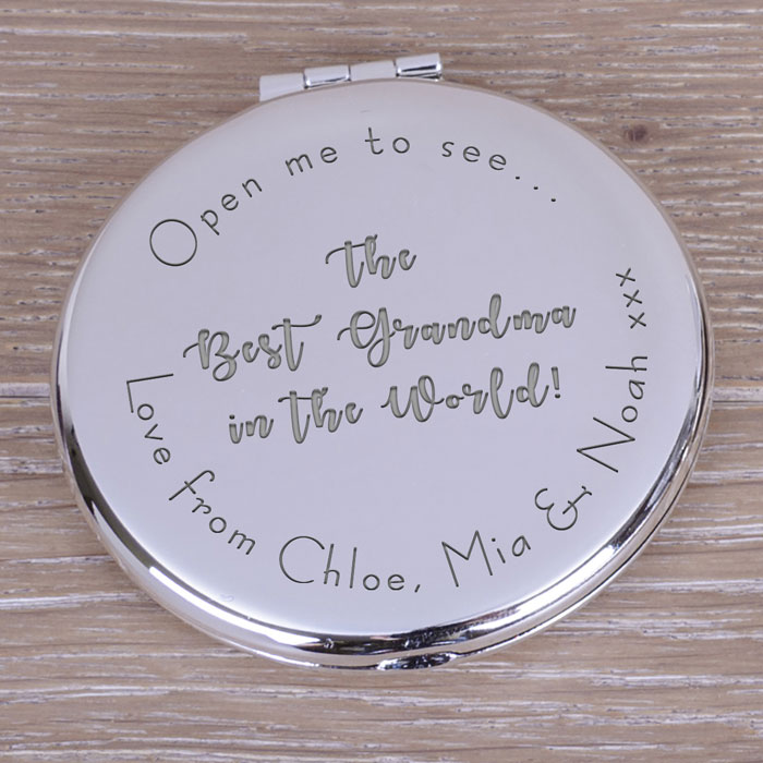 Personalised Silver Plated Best in the World Compact Mirror