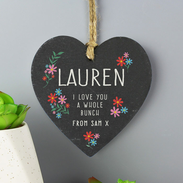 I Love You A Whole Bunch Personalised Hanging Slate