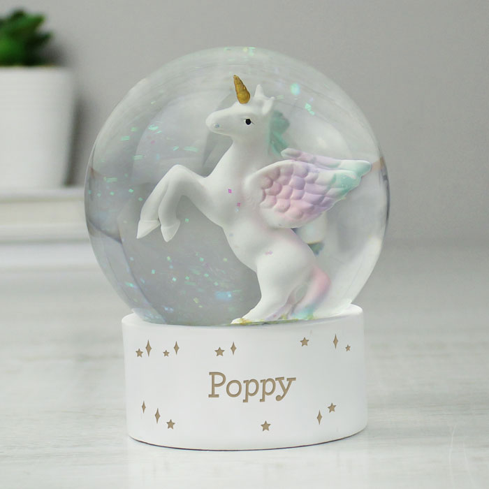 Personalised Unicorn Name Only Snow Globe