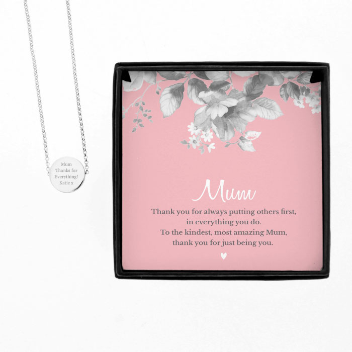 Personalised Mum Sentiment Silver Tone Necklace and Box