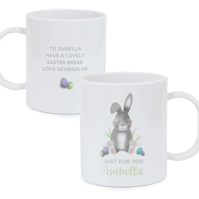 Personalised Cute Easter Bunny Plastic Mug