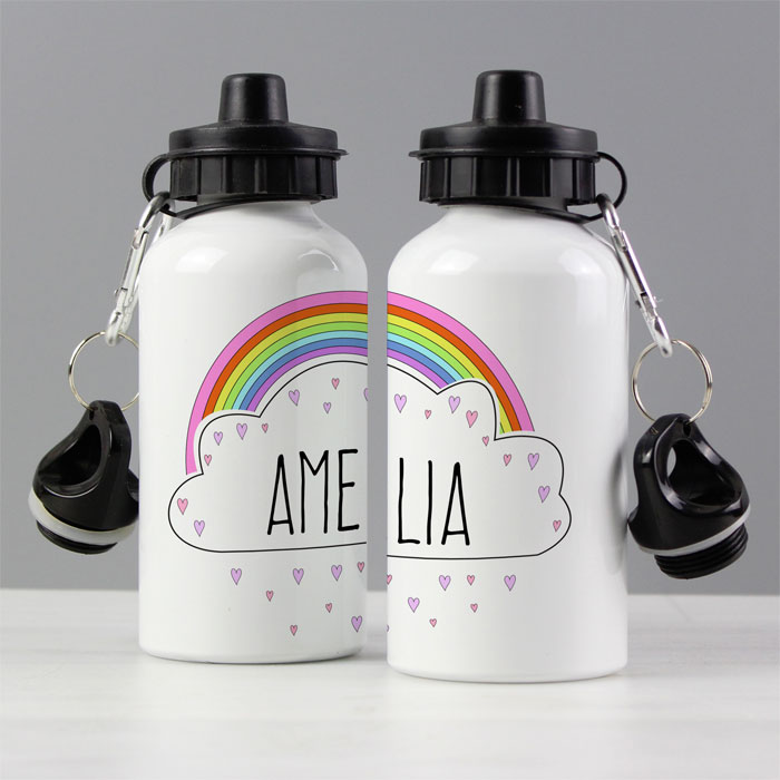 Girls Personalised Rainbow Drinks Bottle Water Bottle