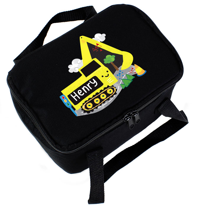 Personalised Boys Yellow Digger Insulated Lunch Sandwich Bag
