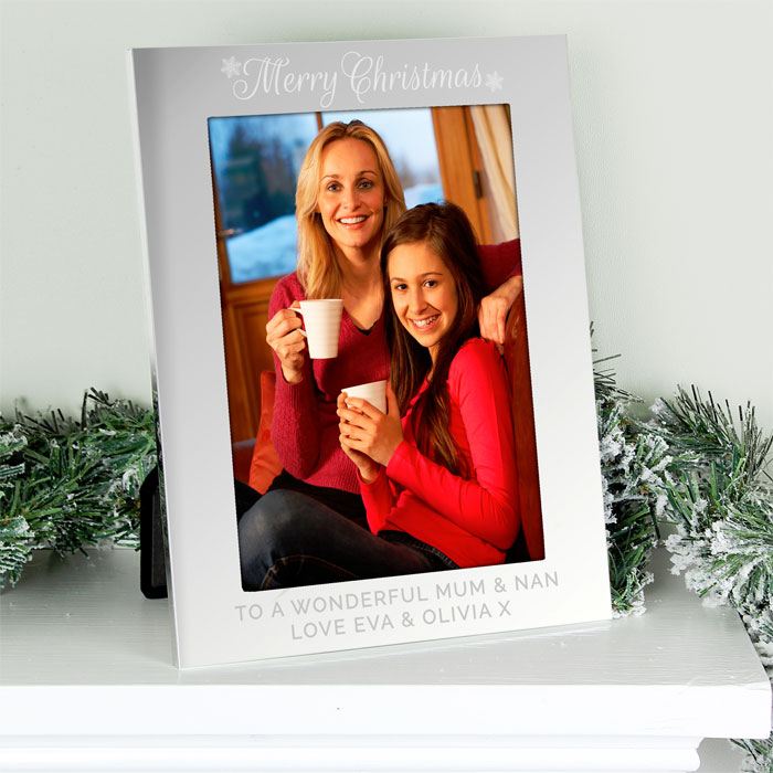Personalised Silver 5x7 Inch Merry Christmas Photo Frame