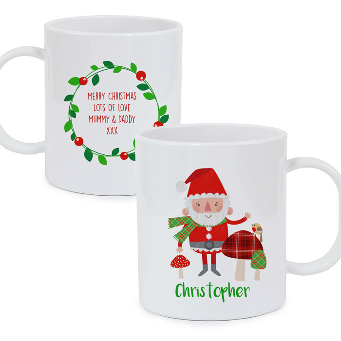 Personalised Christmas Toadstool Santa Plastic Toddler Mug