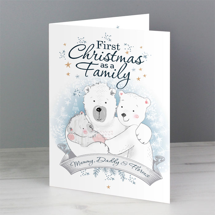 Personalised Polar Bear 1st Christmas As A Family Card