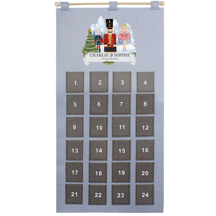 Kids Personalised Felt Nutcracker Pocket Advent Calendar