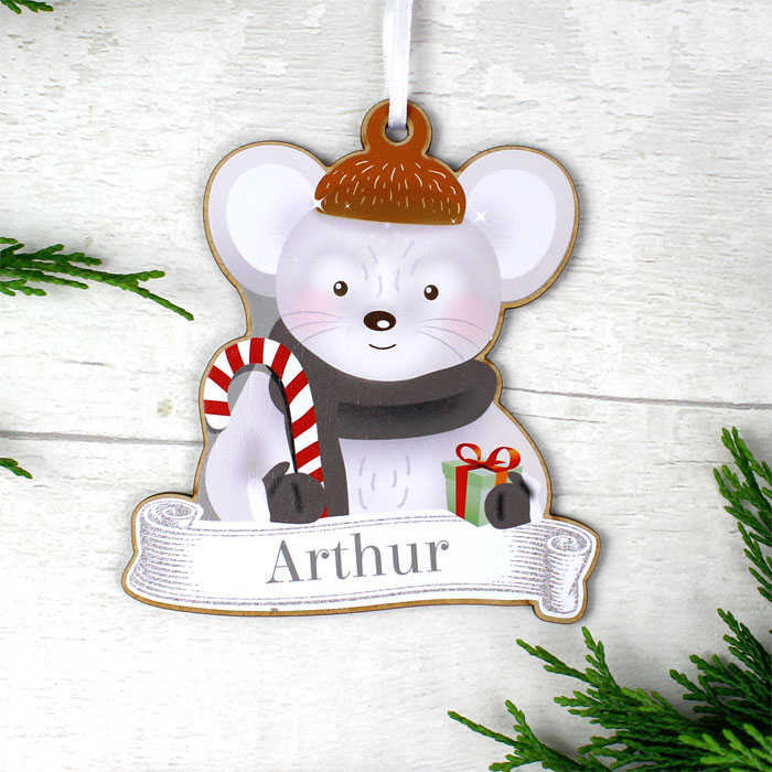 Personalised Set of Four Wooden Christmas Decorations
