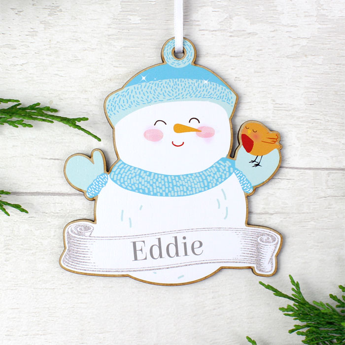 Personalised Set of Four Wooden Christmas Decorations