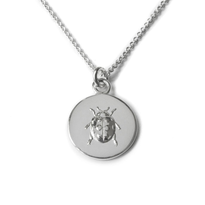 Sterling Silver Personalised Engraved Ladybird Luck Necklace