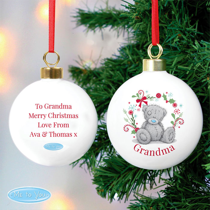 Grandmother Personalised Tatty Teddy Christmas Tree Bauble