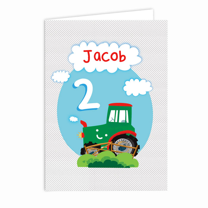 Personalised Boys Tractor Birthday Card