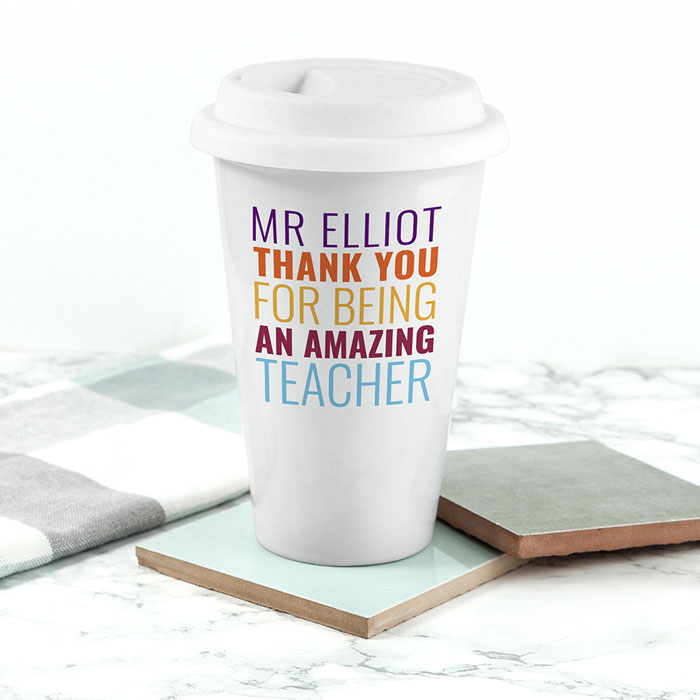 Personalised Amazing Teacher Ceramic Travel Coffee Mug