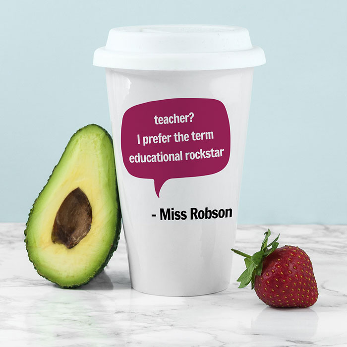 Personalised Teacher Says Slogan Travel Coffee Mug