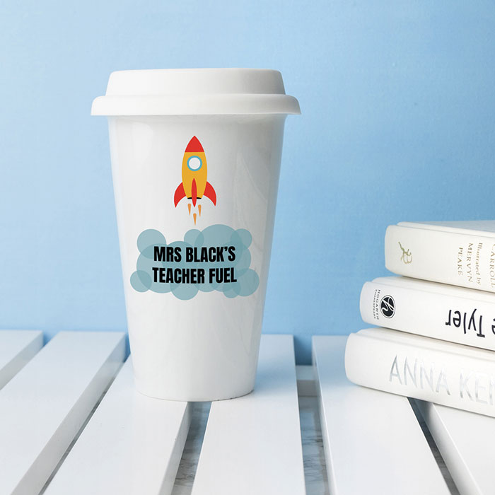 Personalised Teachers Fuel Ceramic Travel Coffee Mug