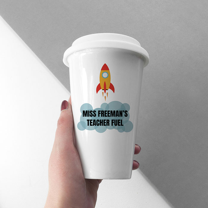 Personalised Teachers Fuel Ceramic Travel Coffee Mug