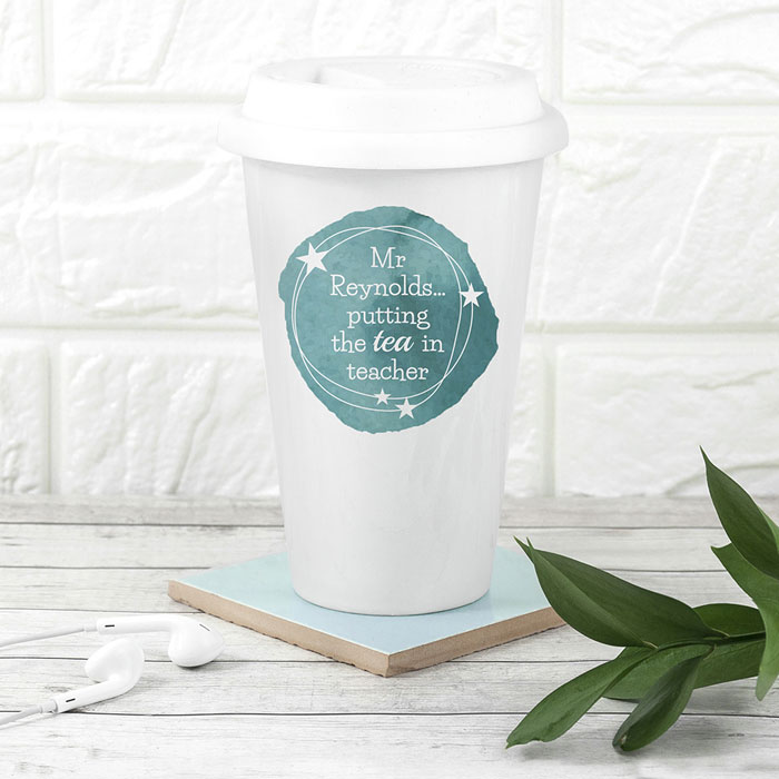 Personalised Tea in Teacher Ceramic Reusable Travel Mug