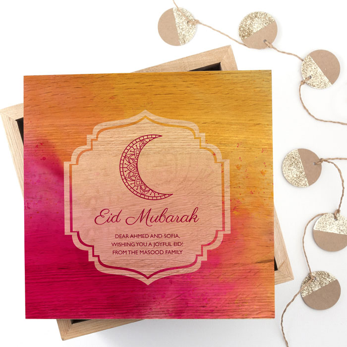 Personalised Eid Mubarak Colourful Keepsake Box