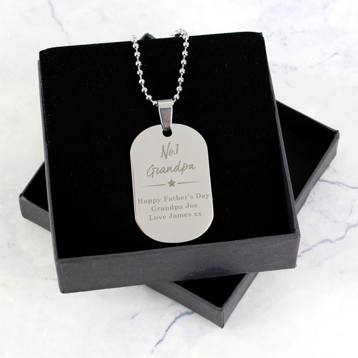 Personalised No1 Stainless Steel Dog Tag Necklace