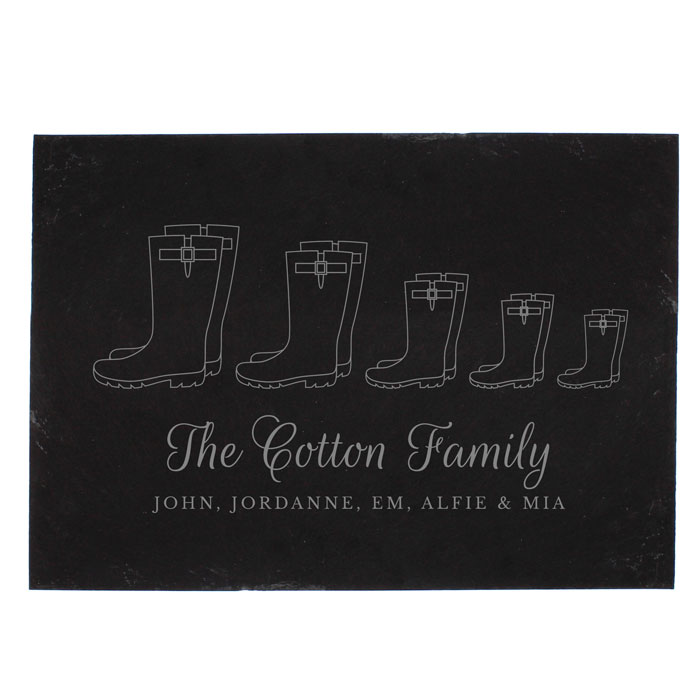 Personalised Welly Boot Family of Five Slate
