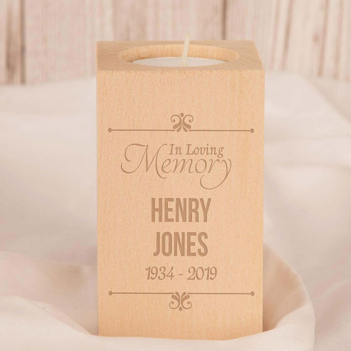 In Loving Memory Wooden Memorial Tealight Holder