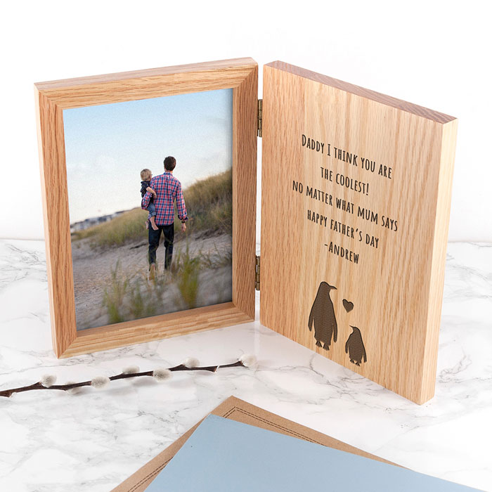 Engraved Fathers Day Penguin Book Photo Frame