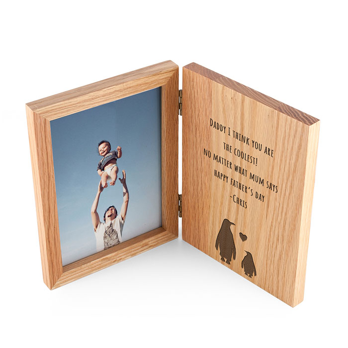 Engraved Fathers Day Penguin Book Photo Frame