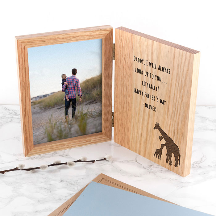 Engraved Fathers Day Giraffe Book Photo Frame