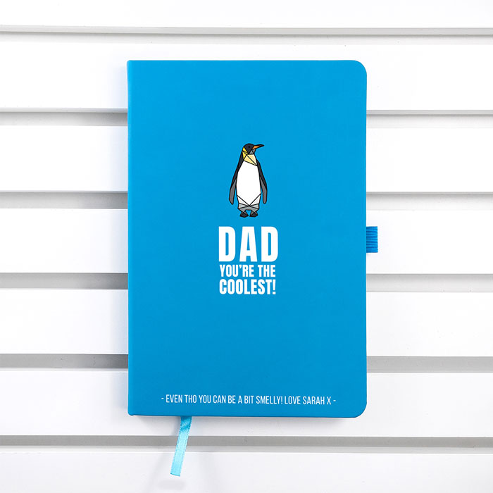 Personalised The Coolest Dad A5 Penguin Notebook