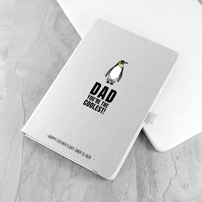 Personalised The Coolest Dad A5 Penguin Notebook