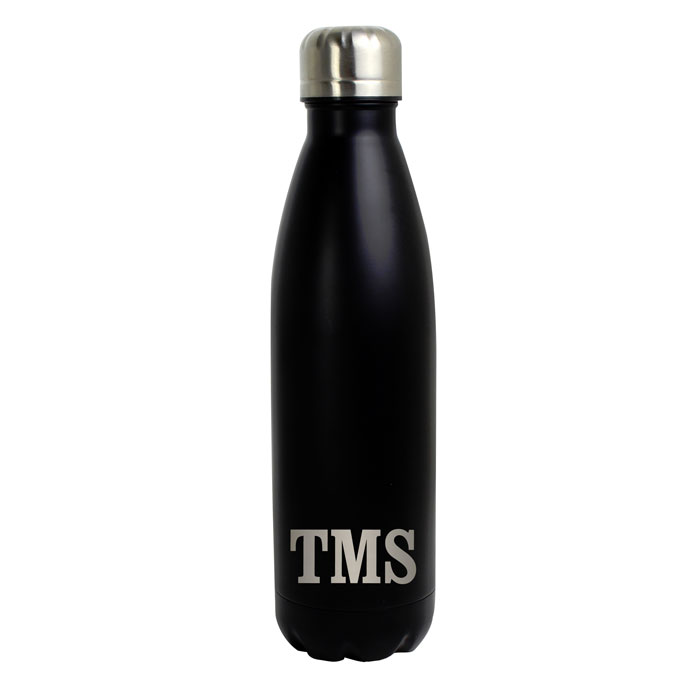 Personalised Initials Black Metal Insulated Drinks Bottle