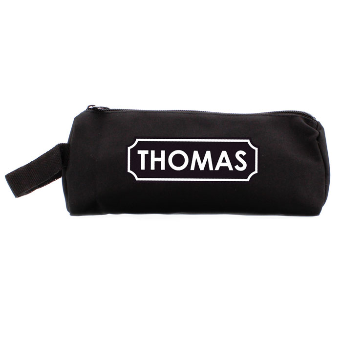Childrens Personalised Black Pencil Case With White Name