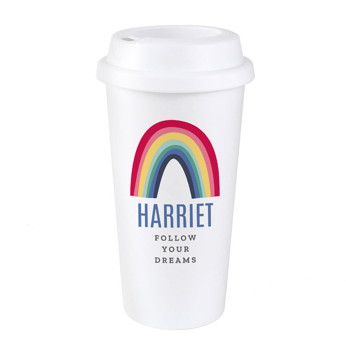 Personalised Rainbow Insulated Travel Mug