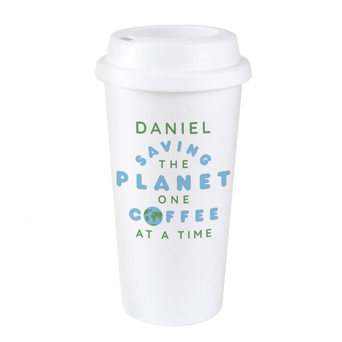 Personalised Saving the Planet Insulated Travel Mug
