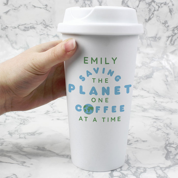 Personalised Saving the Planet Insulated Travel Mug