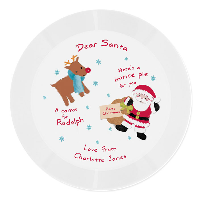 Personalised Santa and Rudolph Mince Pie Plastic Plate