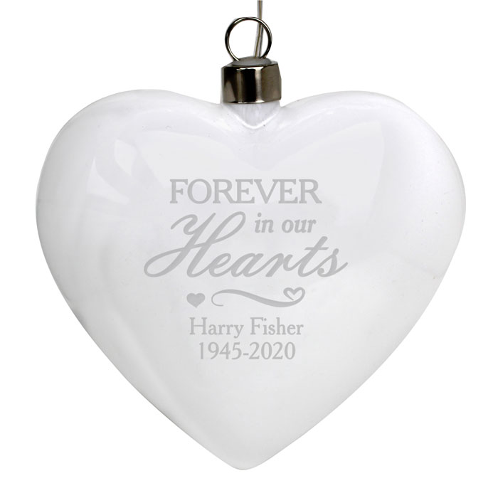 Personalised Forever In Our Hearts LED Hanging Glass Heart