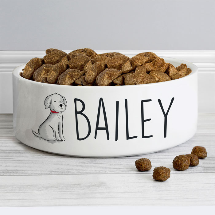 Personalised Scribble Dog 14cm Medium Pet Food Bowl