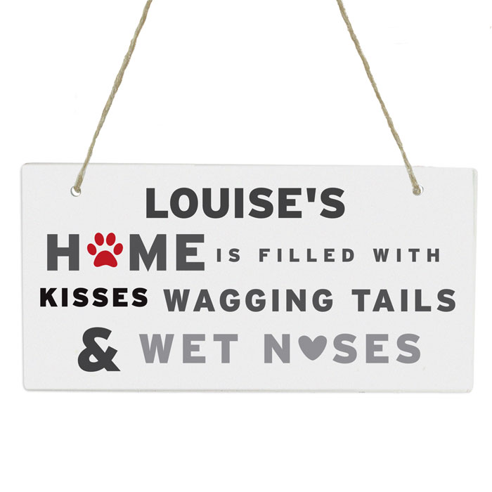 Personalised Wagging Tails Dog Wooden Sign