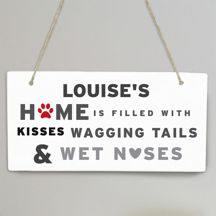 Personalised Wagging Tails Dog Wooden Sign