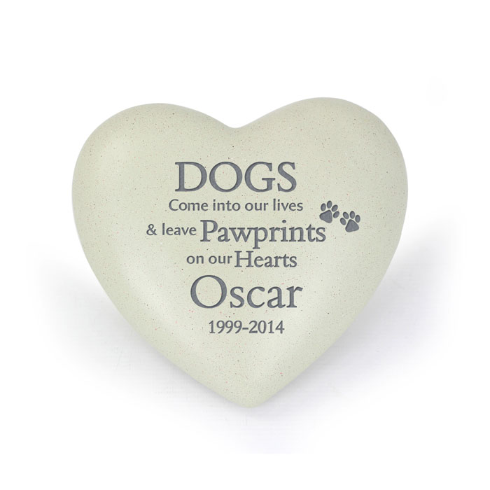 Personalised Dog Pawprints Heart Memorial