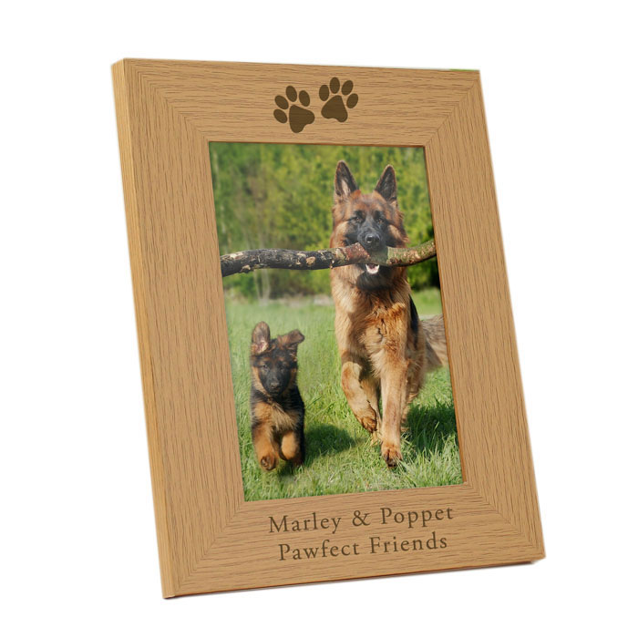 Personalised Paw Prints 7x5 Wooden Pet Photo Frame