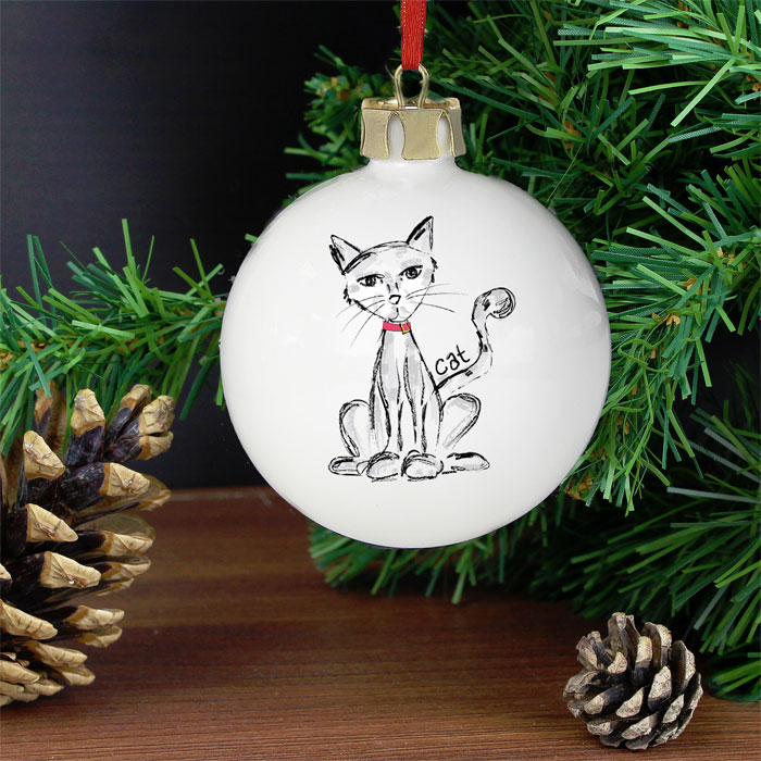 Personalised Ceramic Cat Tree Bauble